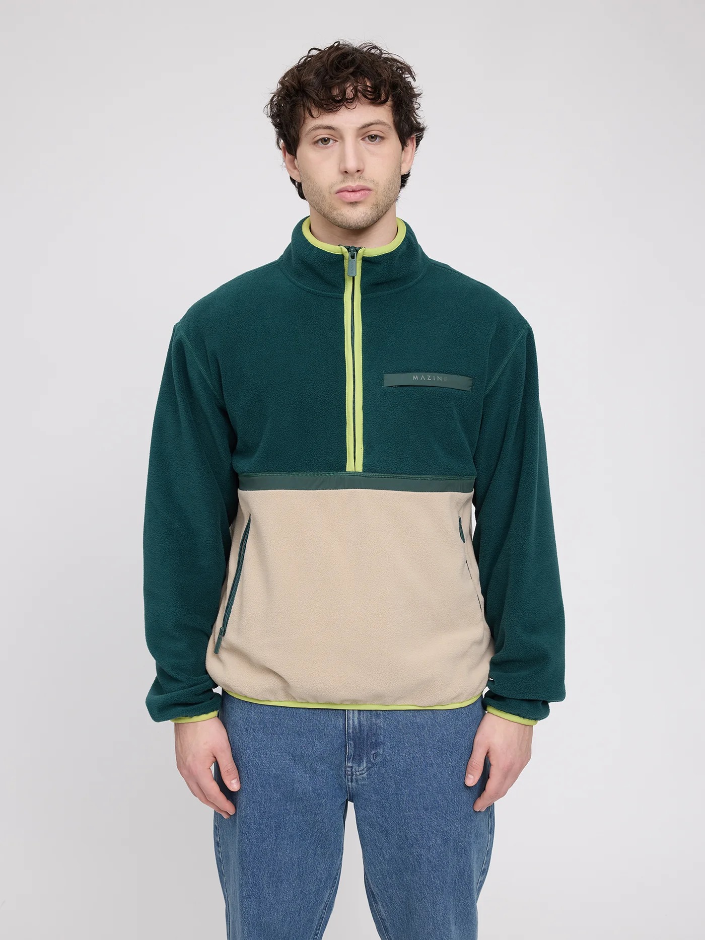 Color Block Fleece Half Zip deep teal ta