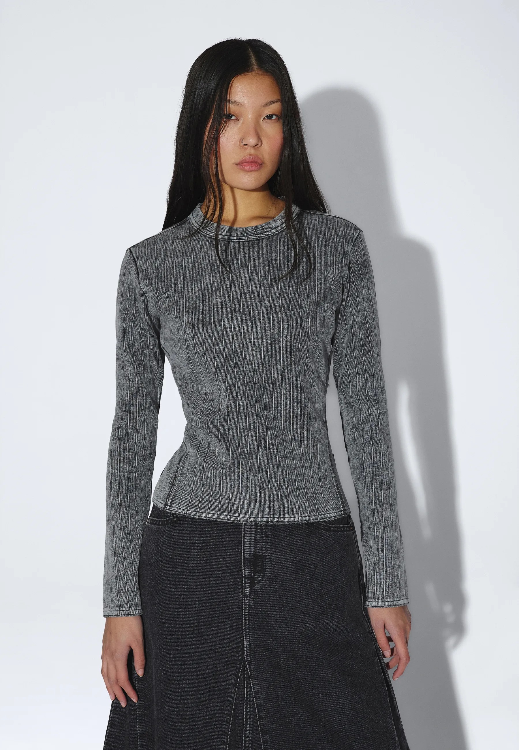 Stella Seam Rib Top wash grey