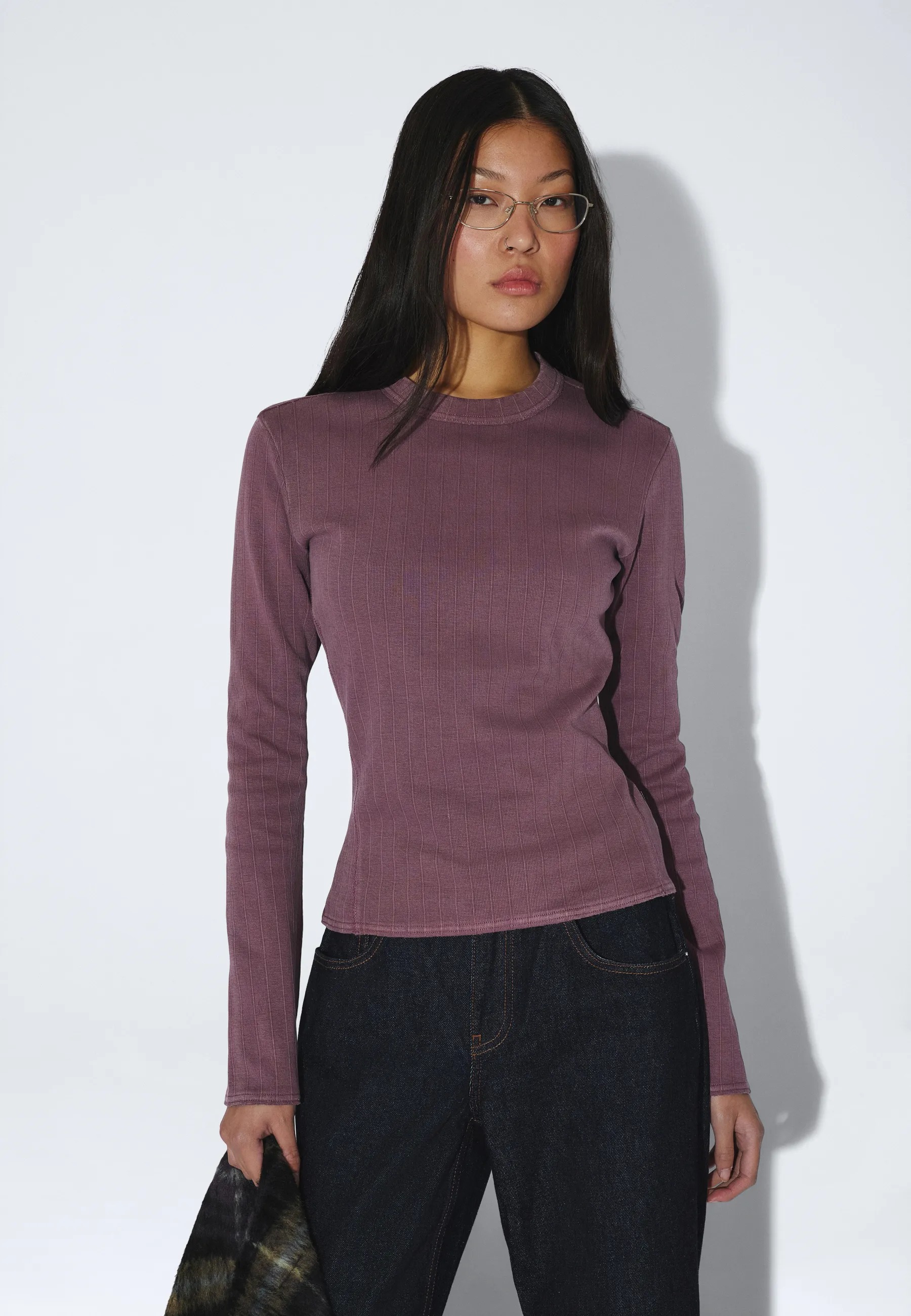 Stella Seam Rib Top wash aubergine