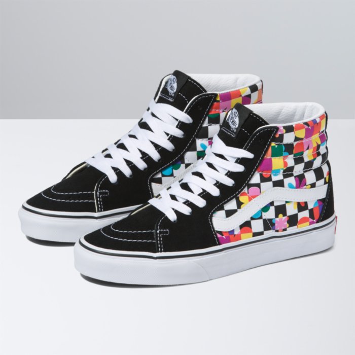 Vans SK8-Hi Shoes floral checkerboard black