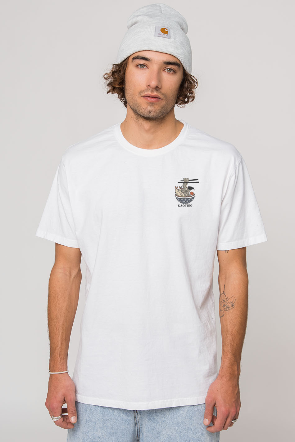 Washed Daruna Temple T-Shirt white #Men T-Shirts