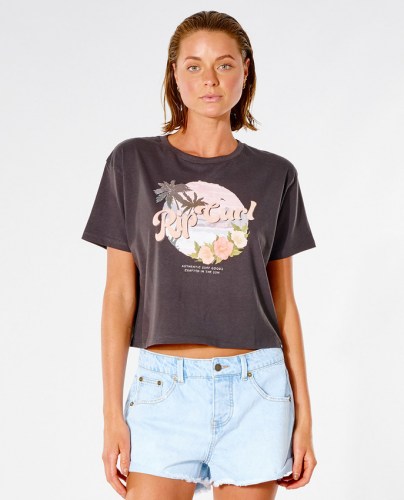 Rip Curl On The Coast Crop Tee washed black