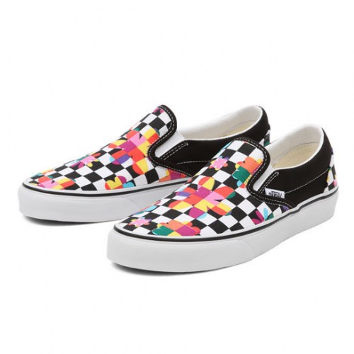 Vans Slip On Shoes floral checkerboard