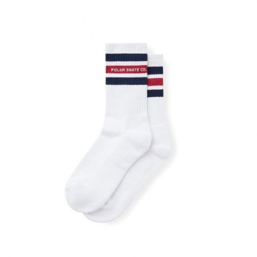 Polar Skate Co. Fat Stripe Socks wht nvy red