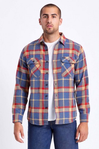 Brixton Bowery L/S Flannel Hemd blue red